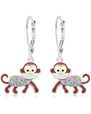 Chanteur Kids Monkey Hypoallergenic Earrings For Girls - White