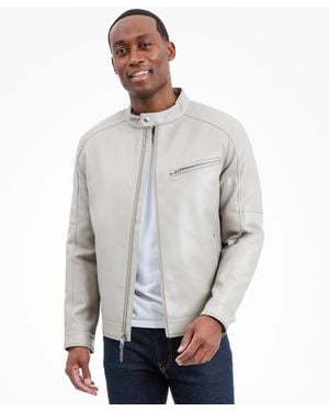 Michael Kors Faux Leather Moto Jacket - Gray