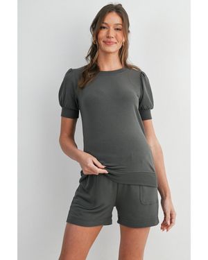 Hello Miss Maternity French Terry Lounge Set - Gray