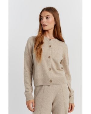 Chinti & Parker Cropped Wool-cashmere Cardigan - Natural