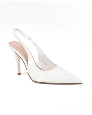 BERNESS Crescentia Patent Slingback Stiletto Pumps - White