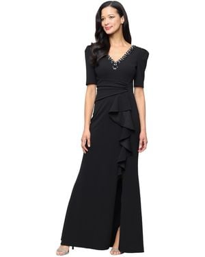 Alex Evenings Embellished V-neck Ball Gown - Black