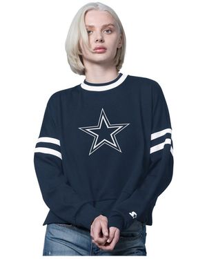 Starter Dallas Cowboys Rally Drop Shoulder Cropped Sweatshirt - Blue