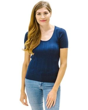 Hope & Henry Flutter Sleeve Sweater Top - Blue