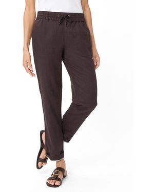 Olsen Cotton-linen Blend Cropped Pant - Gray