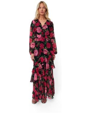 Crās Love Floral Long-sleeve Tiered Maxi Dress