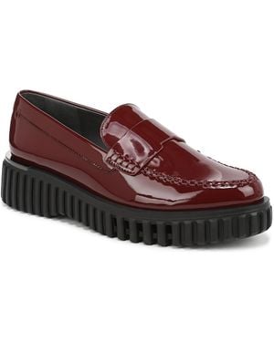 Franco Sarto Flexa Roma Round Toe Lug Sole Loafers - Red