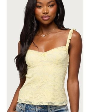 Edikted Frankie Lace Babydoll Tank Top - Yellow