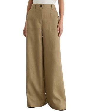 Reiss Ashby High-waist Wide-leg Linen Pants - Green