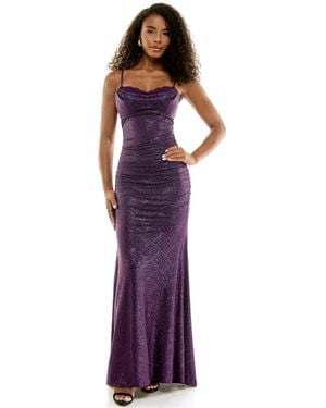 Emerald Sundae Sweetheart Neck Ruched Gown - Purple