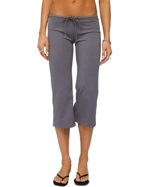 Edikted Milene Contrast Terry Capri Pants - Gray