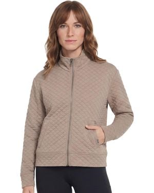 Skechers Go Walk Diamond Quilted Full-zip Mock-neck Jacket - Brown