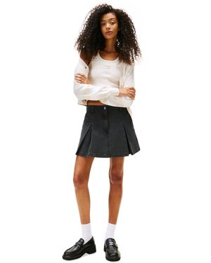 Tommy Hilfiger Cotton Canvas Pleated Mini Skirt - Black