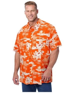 Kingsize Big & Tall Short-sleeve Linen Shirt - Orange