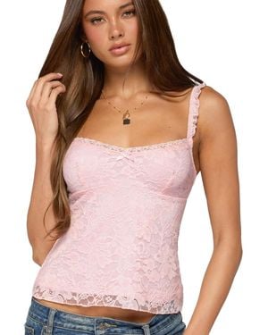 Edikted Frankie Lace Babydoll Tank Top - Pink