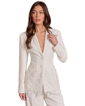 Coast Longline Floral Embroidered Blazer - White
