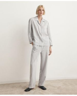 Mango Striped Pajama Pants - White