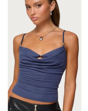 Edikted Layered Bra Cowl Neck Top - Blue