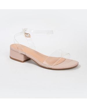 BERNESS Adara Ankle Strap Low Block Heel Sandals - White