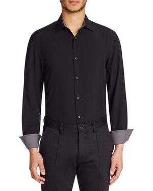 Con.struct Slim-fit Solid Performance Stretch Cooling Comfort Dress Shirt - Black