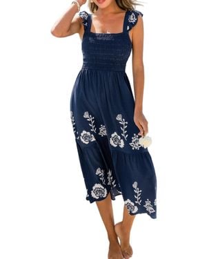 CUPSHE Peak Season Floral Maxi Beach Dress - Blue