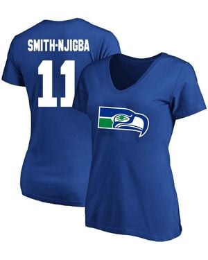 Fanatics Jaxon Smith-njigba Seattle Seahawks Plus Size Name Number V-neck T-shirt - Blue