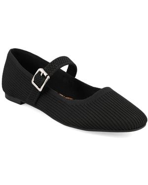 MIA Mary Jane Strap Knit Flats - Black