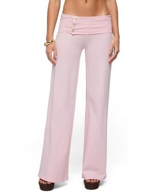 Edikted Poppy Foldover Wide Leg Pants - Pink