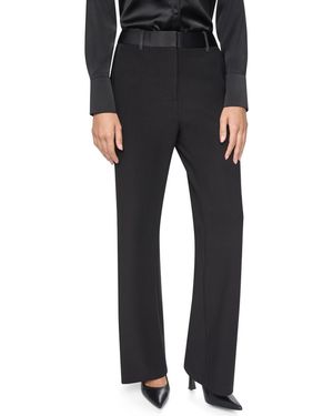 DKNY City Satin Tuxedo Wide-leg High-rise Pants - Black