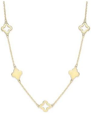 Macy's Solid Silhouette Clover Chain Link Drop Earrings Alternating Clover Station Link Bracelet Bracelet In 14k Gold - Metallic
