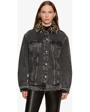 Sanctuary Long Sleeve Boyfriend Trucker Jacket - Black