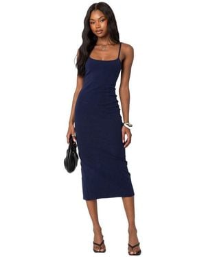 Edikted Air Back Slitted Midi Dress - Blue