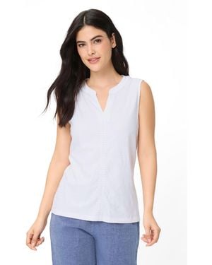 Olsen Embroidered Sleeveless Shell - White