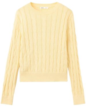 Mango Braided Knit Crewneck Long-sleeve Sweater - Yellow