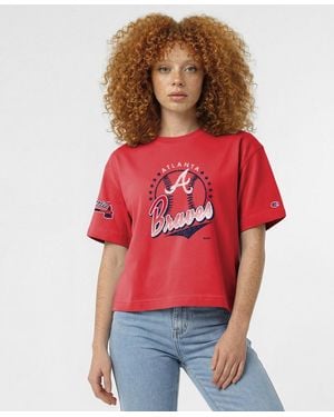 Champion Atlanta Braves All-star Oversized Distressed-graphics T-shirt - Red