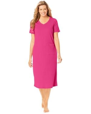 Only Neccessities Plus Size Ribbed Sleepshirt - Pink