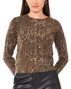 Vince Camuto Leopard Print Long-sleeve Cardigan Sweater - Brown