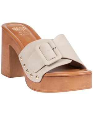 Gc Shoes York Buckle Wooden Block Heel Platform Sandals - White