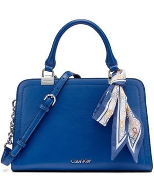 Calvin Klein Azalea Small Adjustable Satchel Handbag - Blue
