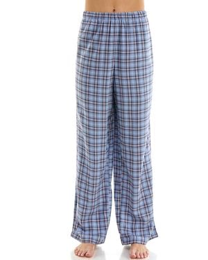Roudelain Open Leg Flannel Sleepwear Pants - Blue