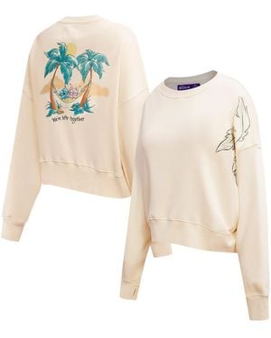 FREEZE MAX Lilo And Stitch We're Better Together Loose Fit Cropped Pullover Sweatshirt - Natural