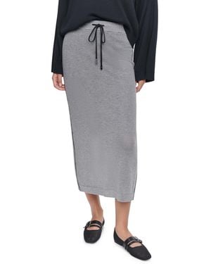 DKNY Pointelle Mesh A-line Pull-on Skirt - Gray