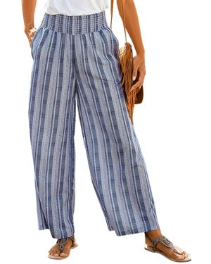 Lascana Striped Wide Leg Pants - Blue