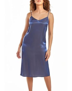 iCollection Skyler Plus Size Irredesant Satin Dress - Blue
