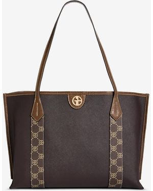 Giani Bernini Extra Large Monogram Block Tote Bag - Brown