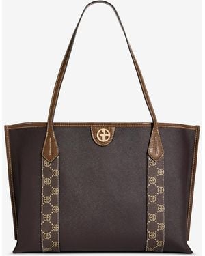 Giani Bernini Extra Large Monogram Block Tote Bag - Brown