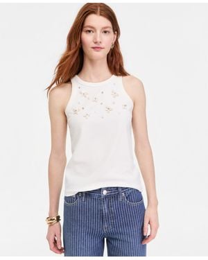 On 34th Seashell-embellished High-neck Tank Top - White