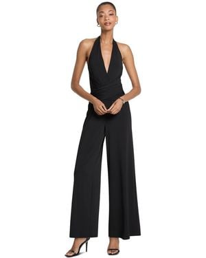 Michael Kors Halter Wide-leg Wrap-front Jumpsuit - Black