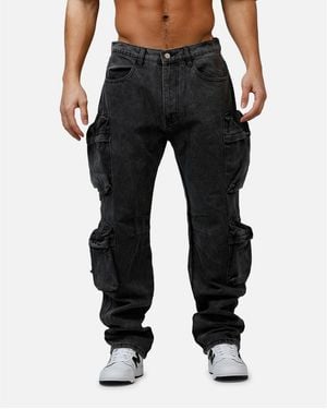 MNML Loiter V709 Wide Bellow Cargo Denim. - Black