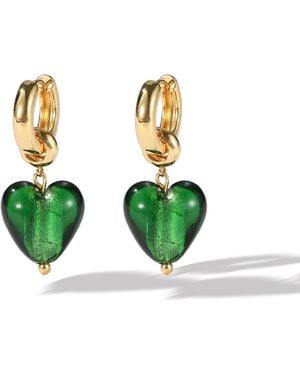 Classicharms Esmee Glaze Heart Dangle Earrings - Green